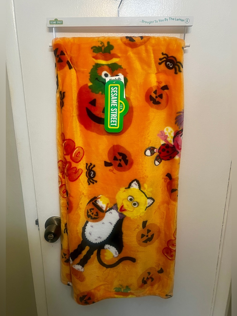 NEW Sesame Street Halloween Big Bird Elmo Cookie Monster Orange Throw 50"x60"